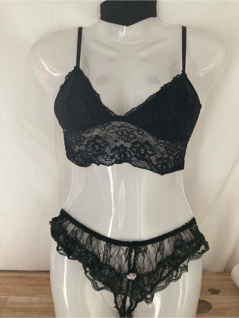 Black Lace Bralette & Elegant Moments Lace Shorts Pajama Set 🖤